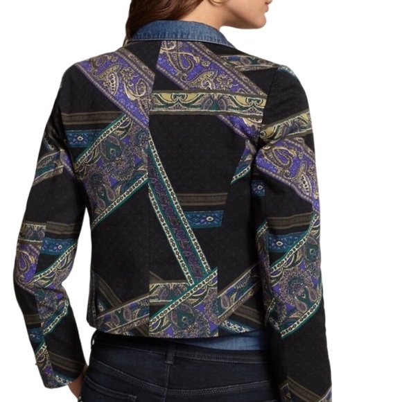 Chico’s Black Paisley Stripe Moto Jacket Size Small/4 Bikercore Versace Vibes - Picture 8 of 13